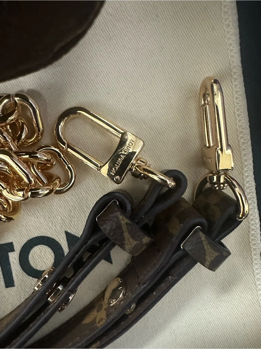Louis Vuitton Brown Monogram Pochette Métis with Gold Hardware